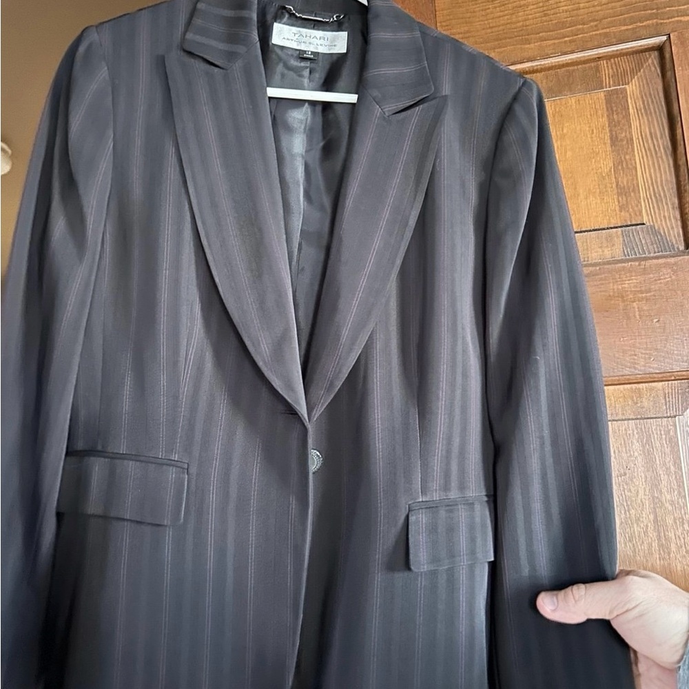 Tahari Black Pinstripe Blazer